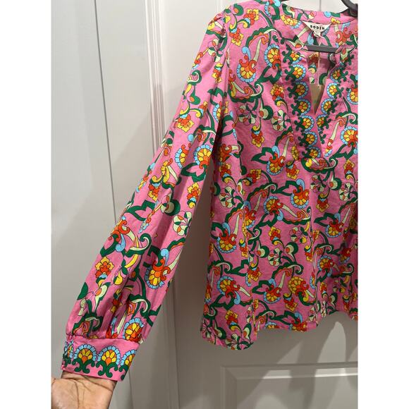 NWT Boden Cotton Notch Neck Bold Print Top Sz 14 - Picture 8 of 10